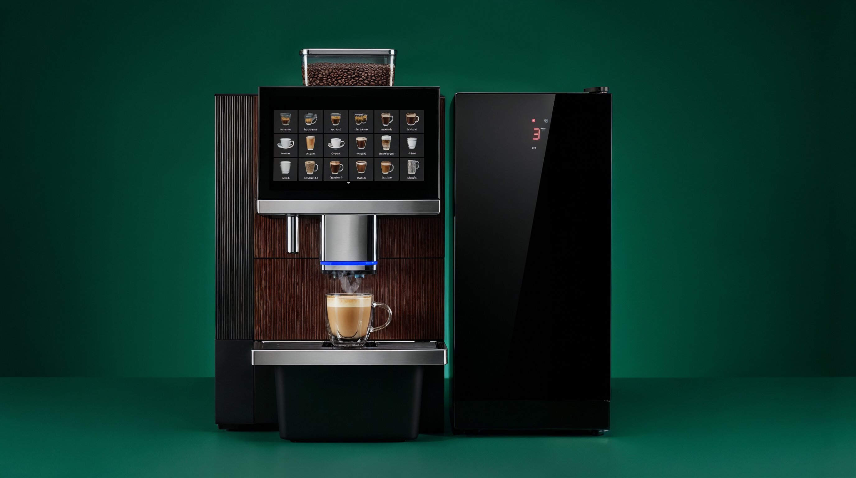 A premium bean-to-cup coffee machine in a modern UK office environment