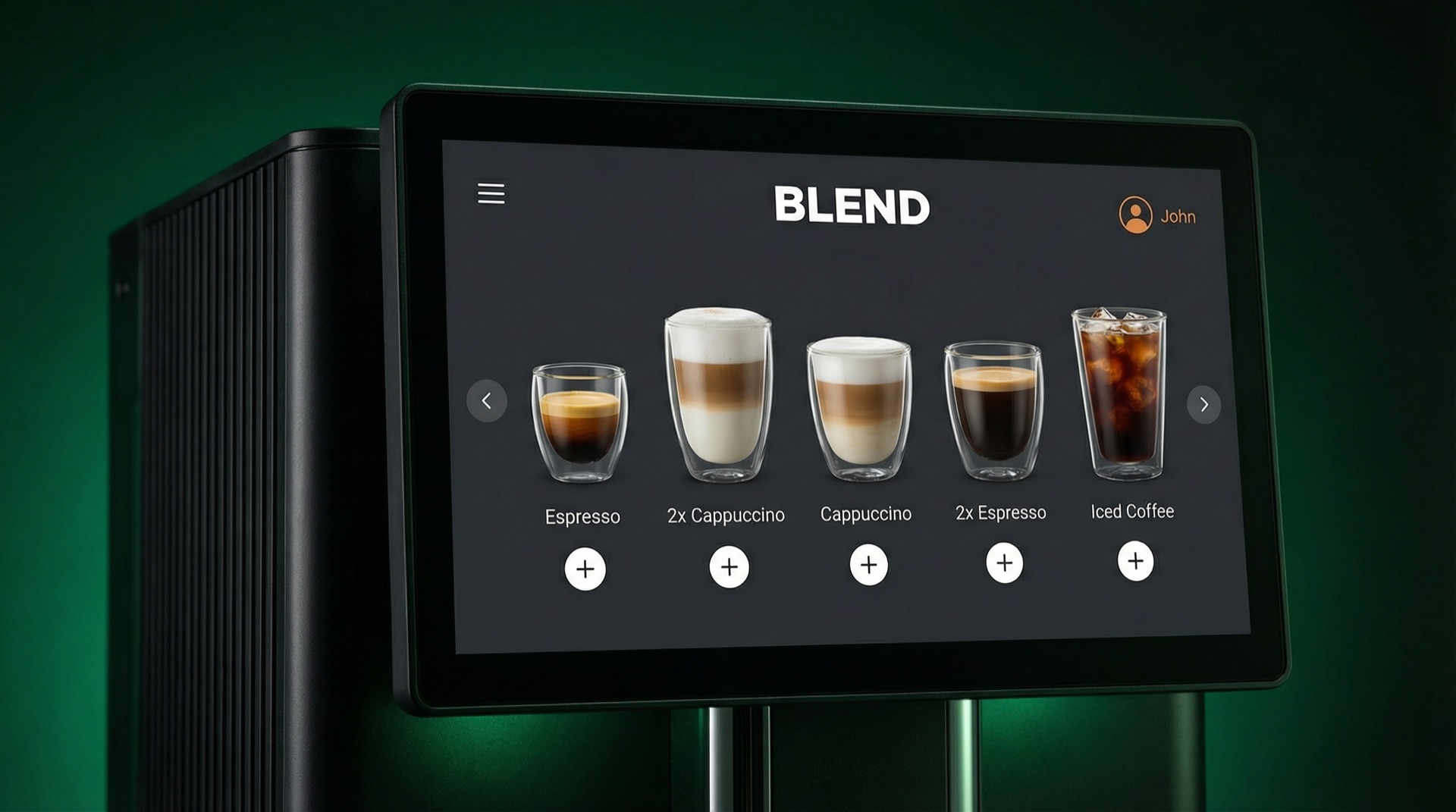 Close-up of a premium bean-to-cup coffee machine in a modern office