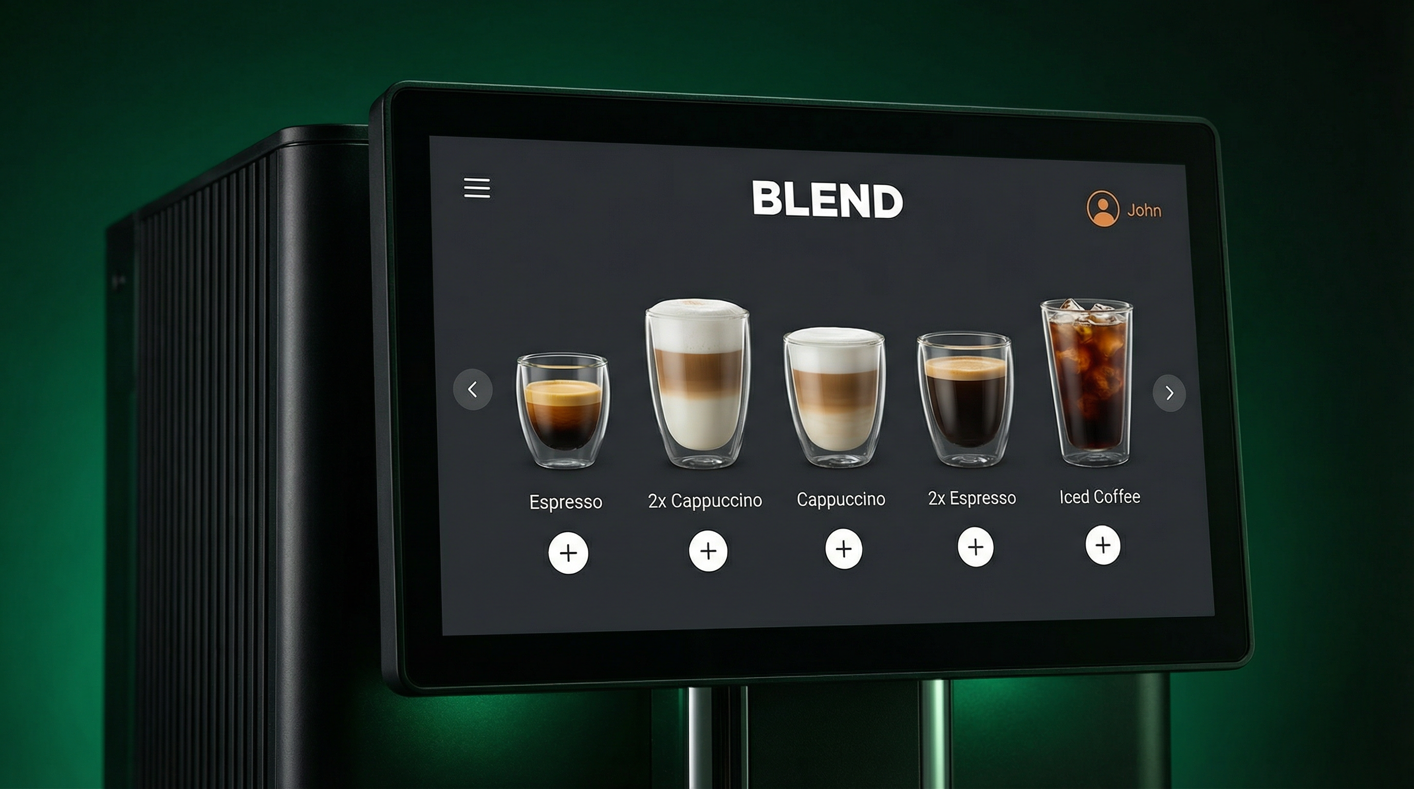 Close-up of a premium bean-to-cup coffee machine in a modern office